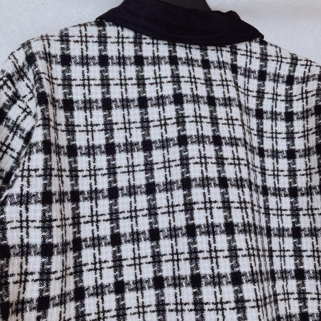 SHEIN 白黒 長袖 ツイード シャツ ジャケット 上着 S パールボタン N2m < 女性ファッション  SHEIN 白黒 長袖 ツイード シャツ ジャケット 上着 S パールボタン N2m < 女性ファッションの