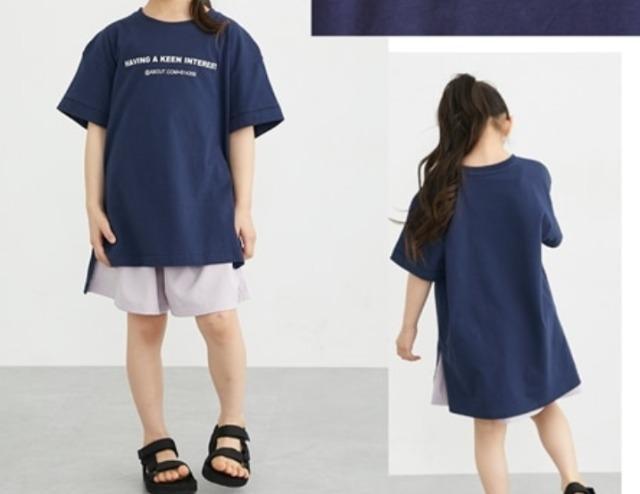 120★綿100%★ネイビーTシャツチュニック★新品★送料無料 < キッズ/ベビー 120★綿100%★ネイビーTシャツチュニック★新品★送料無料 < キッズ/ベビーの