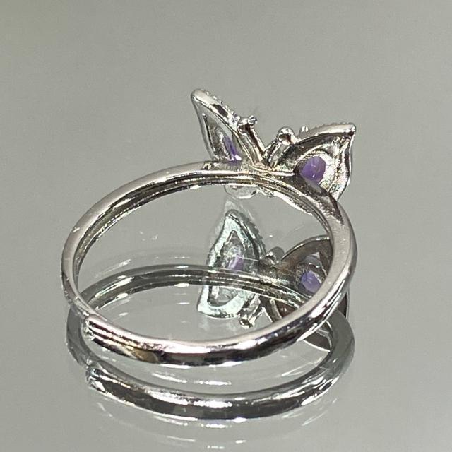 《No.R050》宝石質 天然石アメジスト 蝶々型リング フリーサイズリング < 女性アクセサリー/時計  《No.R050》宝石質 天然石アメジスト 蝶々型リング フリーサイズリング < 女性アクセサリー/時計の