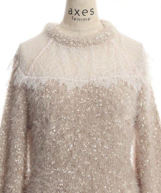 新品☆アクシーズ*レース切り替えニットプルオーバー < ブランド 新品☆アクシーズ*レース切り替えニットプルオーバー < ブランドの