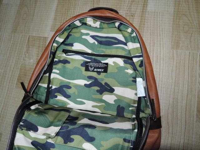 新品 AVIREX アビレックス リュック キャメル PUレザー ディパック 鞄 裏地迷彩 < ブランド 新品 AVIREX アビレックス リュック キャメル PUレザー ディパック 鞄 裏地迷彩 < ブランドの