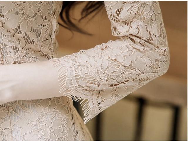 総レース ワンピース レース 膝丈 七分袖 薄手 着痩せ 韓国風 韓国ファッション 上品 美脚 セクシー 通勤 OL 3サイズ < 女性ファッション  総レース ワンピース レース 膝丈 七分袖 薄手 着痩せ 韓国風 韓国ファッション 上品 美脚 セクシー 通勤 OL 3サイズ < 女性ファッションの