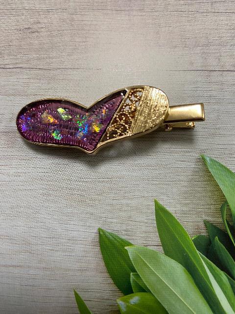 ハンドメイド レジンで作ったヘアクリップ ハート < 女性ファッション  ハンドメイド レジンで作ったヘアクリップ ハート  < 女性ファッションの