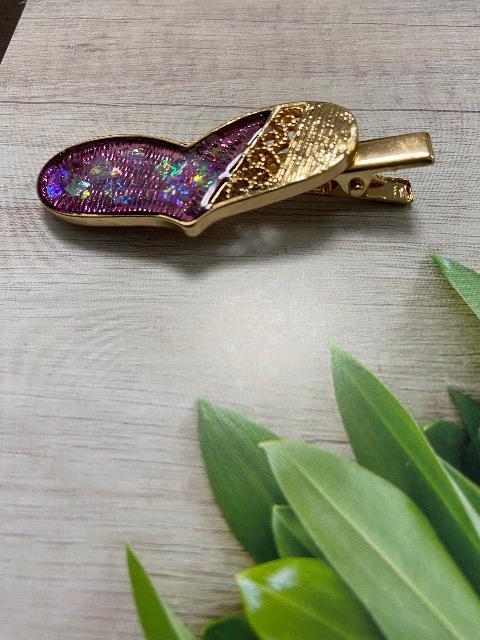 ハンドメイド レジンで作ったヘアクリップ ハート < 女性ファッション  ハンドメイド レジンで作ったヘアクリップ ハート < 女性ファッションの