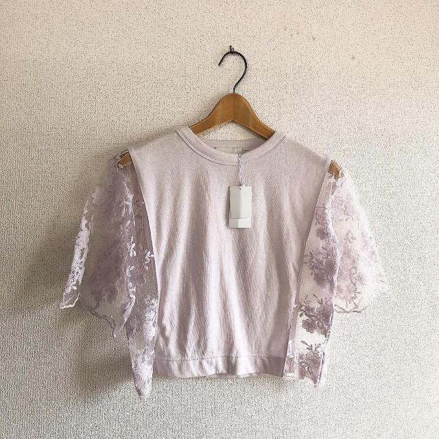 新品!!◆DazzliN/ダズリン◆レーススカラップ切替トップス★パープルF*シンプルコーデ♪ < ブランド 新品!!◆DazzliN/ダズリン◆レーススカラップ切替トップス★パープルF*シンプルコーデ♪ < ブランドの
