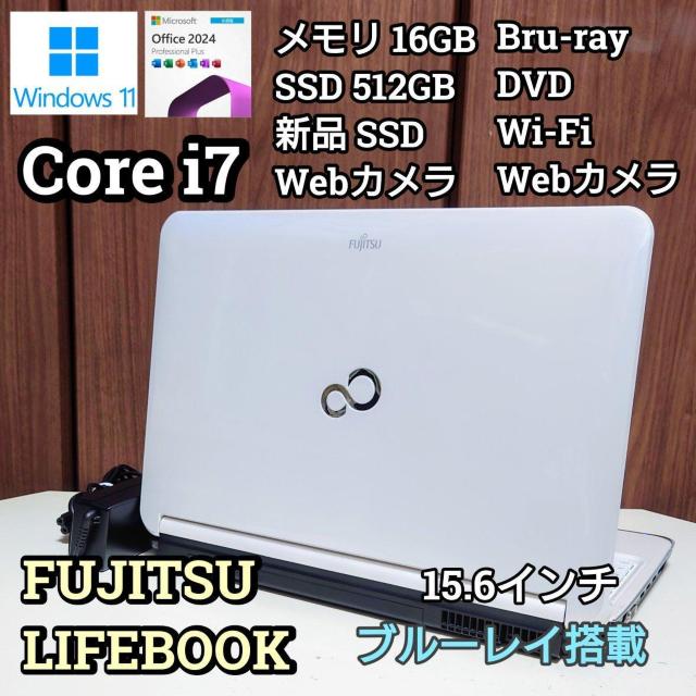 FUJITSU LIFEBOOK Corei7 16GB SSD512GB u[C Windows11 Office   PC{/Ӌ@ 