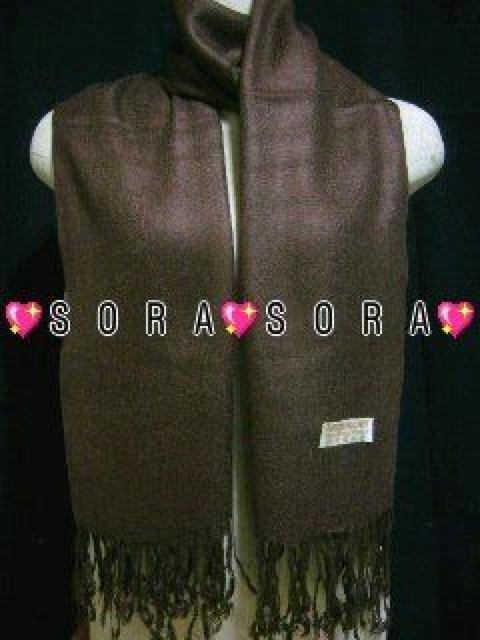 DIVA系♪大判パシュミナストール フリンジ付 ブラウン < 女性ファッション  DIVA系♪大判パシュミナストール フリンジ付 ブラウン  < 女性ファッションの