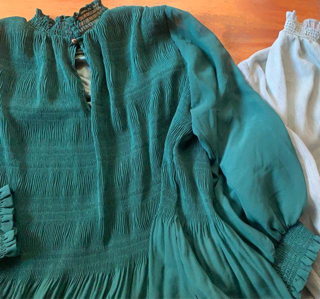 3枚緑色レースブラウス フリル ハイネック 長いスカート 送料無料 < 女性ファッション  3枚緑色レースブラウス フリル ハイネック 長いスカート 送料無料 < 女性ファッションの