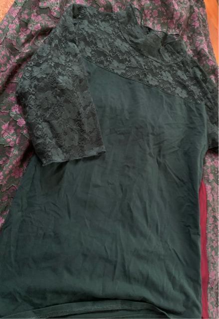 3枚緑色レースブラウス フリル ハイネック 長いスカート 送料無料 < 女性ファッション  3枚緑色レースブラウス フリル ハイネック 長いスカート 送料無料 < 女性ファッションの