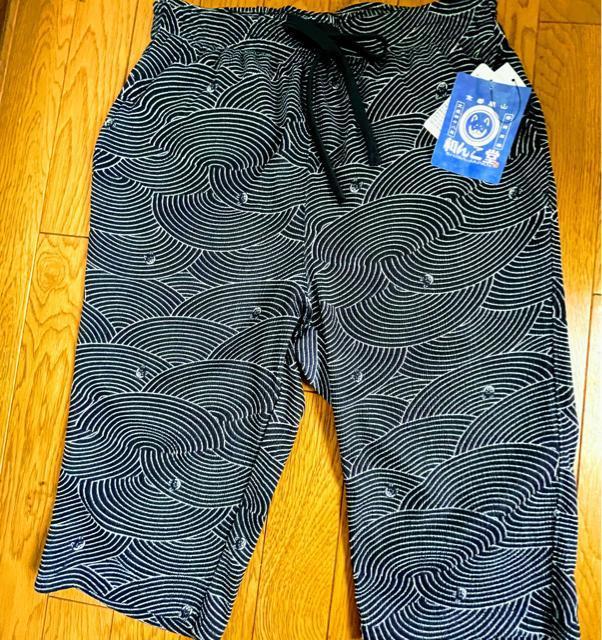 Mサイズ!高貴紳士的!商標登録!黒柴印 和んこ堂!楊柳素材ストレッチ!ネイビー系色合い!両脇&後一つポケット付き!ハーフパンツ! < 男性ファッション  Mサイズ!高貴紳士的!商標登録!黒柴印 和んこ堂!楊柳素材ストレッチ!ネイビー系色合い!両脇&後一つポケット付き!ハーフパンツ!  < 男性ファッションの