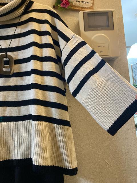 フリー未使用黒白ボーダータートルセーター < 女性ファッション フリー未使用黒白ボーダータートルセーター < 女性ファッションの