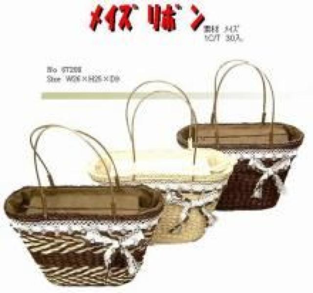 可愛い♪ガーリーリボン付 かごバッグ ブラウン < 女性ファッション 可愛い♪ガーリーリボン付 かごバッグ ブラウン < 女性ファッションの