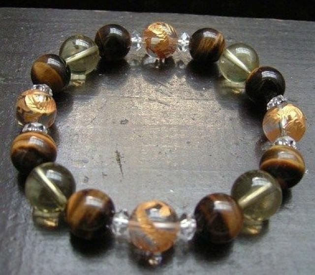 ☆即決☆金運*金龍彫水晶xタイガーアイxシトリンブレスレット < 女性アクセサリー/時計 ☆即決☆金運*金龍彫水晶xタイガーアイxシトリンブレスレット < 女性アクセサリー/時計の