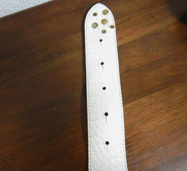 ◆ベルト レザー ホワイト スタッズ ラインストーン アウター用 中古品 < 女性ファッション  ◆ベルト レザー ホワイト スタッズ ラインストーン アウター用 中古品 < 女性ファッションの