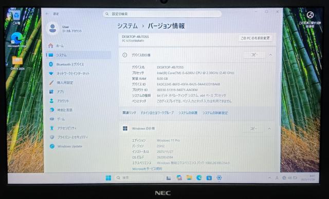 NEC VersaPro Corei5 8GB SSD240GB DVD WindowsJ ς Windows11  PC{/Ӌ@ 