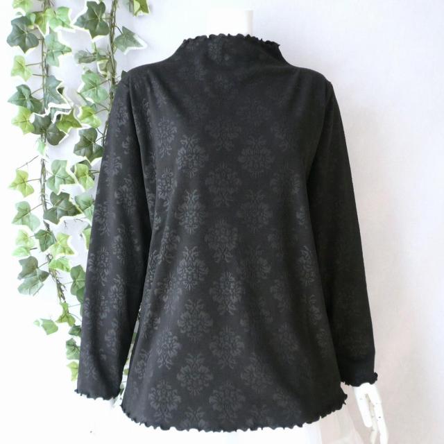 新品 a103 ML 両面微起毛 メロウフリル プルオーバー 黒 ブラック アラベスク風地模様 春秋冬 レディース 上質 上品 < 女性ファッション 新品 a103 ML 両面微起毛 メロウフリル プルオーバー 黒 ブラック アラベスク風地模様 春秋冬 レディース 上質 上品 < 女性ファッションの