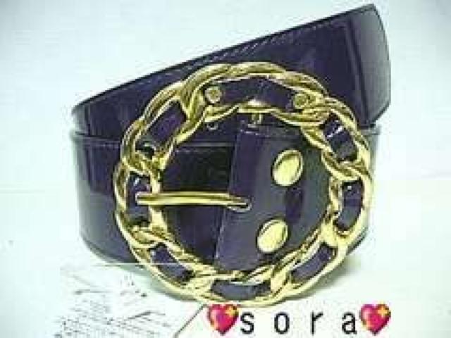 DIVA系♪ゴージャス ゴールドバックル エナメル 太ベルト パープル < 女性ファッション DIVA系♪ゴージャス ゴールドバックル エナメル 太ベルト パープル < 女性ファッションの