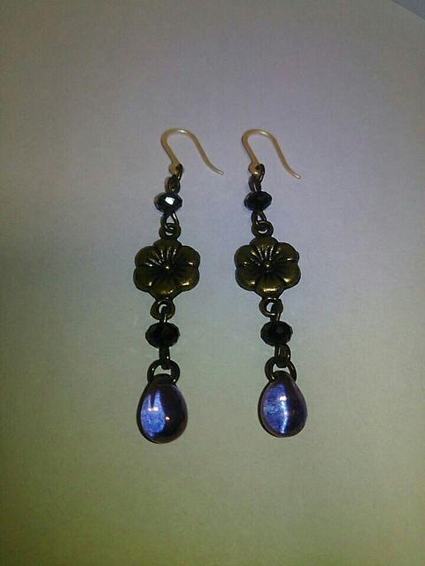 金古美お花コネクターアメジスト雫ジェットスワロ樹脂フック☆ < 女性アクセサリー/時計  金古美お花コネクターアメジスト雫ジェットスワロ樹脂フック☆ < 女性アクセサリー/時計の