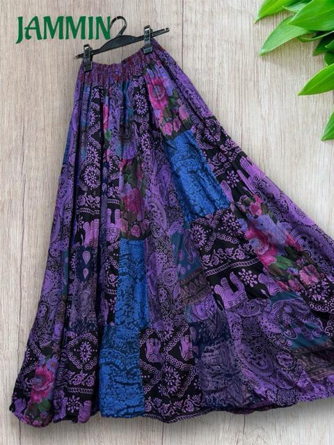 パッチワークフレアスカート アジアン エスニック ヒッピー フレアスカート < 女性ファッション パッチワークフレアスカート アジアン エスニック ヒッピー フレアスカート < 女性ファッションの