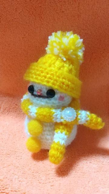 雪だるま*編みぐるみ(山吹色) < ペット/手芸/園芸 雪だるま*編みぐるみ(山吹色) < ペット/手芸/園芸の