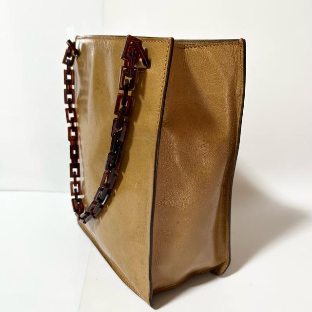 PRADA プラダ レザー プラスチックチェーン ハンドバッグ G金具 ライトブラウン < ブランド PRADA プラダ レザー プラスチックチェーン ハンドバッグ G金具 ライトブラウン < ブランドの
