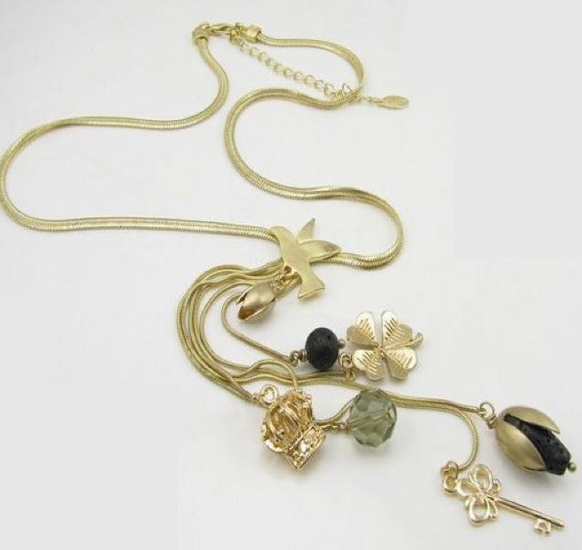 新品 ゴスロリアンティーク調鳥王冠クローバーネックレス < 女性アクセサリー/時計  新品 ゴスロリアンティーク調鳥王冠クローバーネックレス  < 女性アクセサリー/時計の