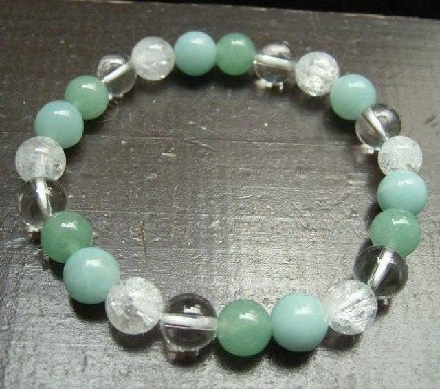 アマゾナイトxアベンチュリンxクラック水晶ブレスレット < 男性アクセサリー/時計  アマゾナイトxアベンチュリンxクラック水晶ブレスレット  < 男性アクセサリー/時計の