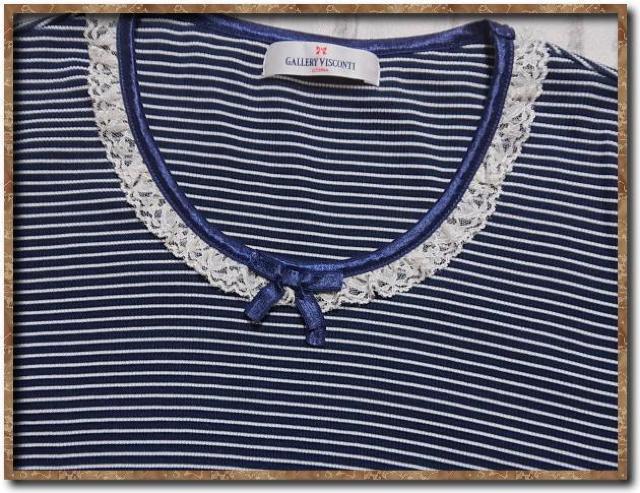 ギャラリービスコンティ ボーダー7分袖カットソー 紺×白 < ブランド  ギャラリービスコンティ ボーダー7分袖カットソー 紺×白 < ブランドの