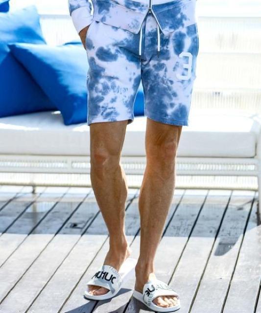 ☆ウノピュウノウグァーレトレリラックス ロゴ タイダイ スウェットパンツ ハーフパンツ 短パン ショートパンツ/メンズ < 男性ファッション ☆ウノピュウノウグァーレトレリラックス ロゴ タイダイ スウェットパンツ ハーフパンツ 短パン ショートパンツ/メンズ < 男性ファッションの