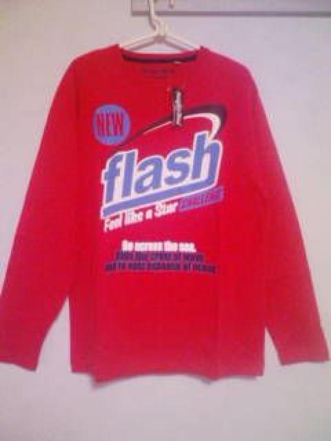 Aー355☆新品☆flashロンT レッド M < 男性ファッション  Aー355☆新品☆flashロンT レッド M  < 男性ファッションの