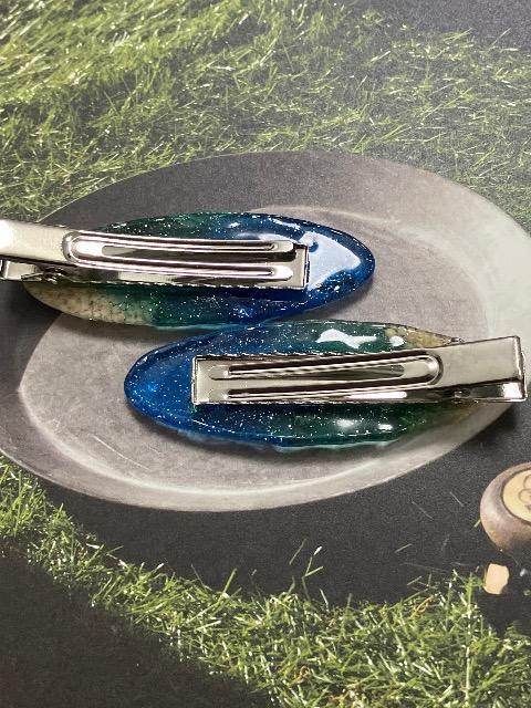 ハンドメイド レジン ヘアクリップ 2点セット < 女性ファッション  ハンドメイド レジン ヘアクリップ 2点セット < 女性ファッションの