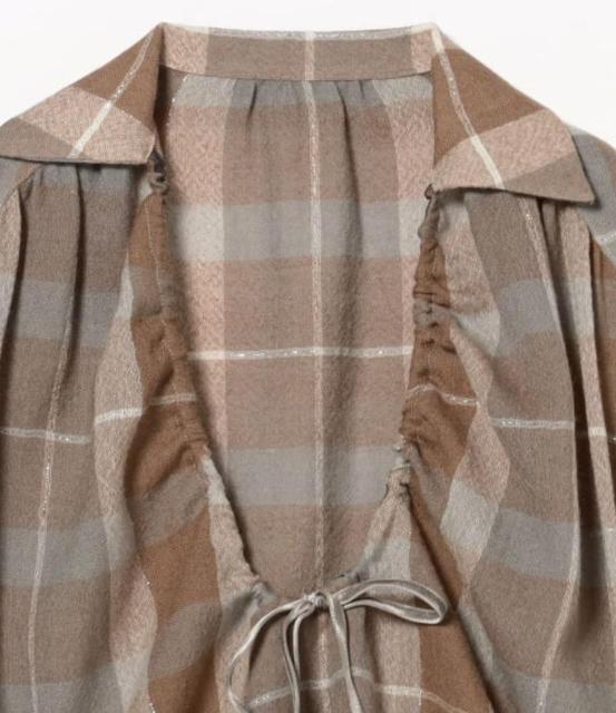 レディース チェック アンド ベルベット リボン プルオーバー < 女性ファッション レディース チェック アンド ベルベット リボン プルオーバー < 女性ファッションの