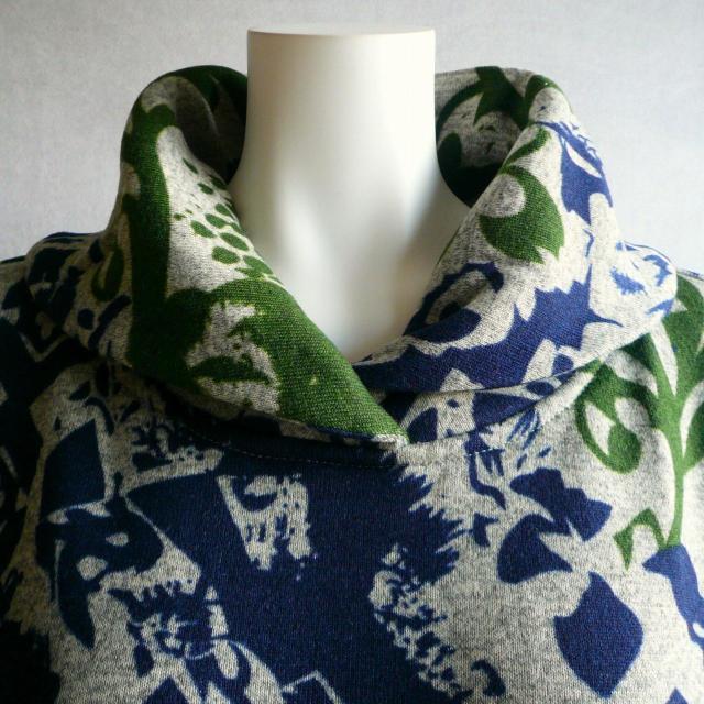 新品 a077 ML 裏起毛 あったか ワンピース 紺緑グレー系 冬 モダンボタニカル柄 ショールカラー ストレッチ < 女性ファッション 新品 a077 ML 裏起毛 あったか ワンピース 紺緑グレー系 冬 モダンボタニカル柄 ショールカラー ストレッチ < 女性ファッションの