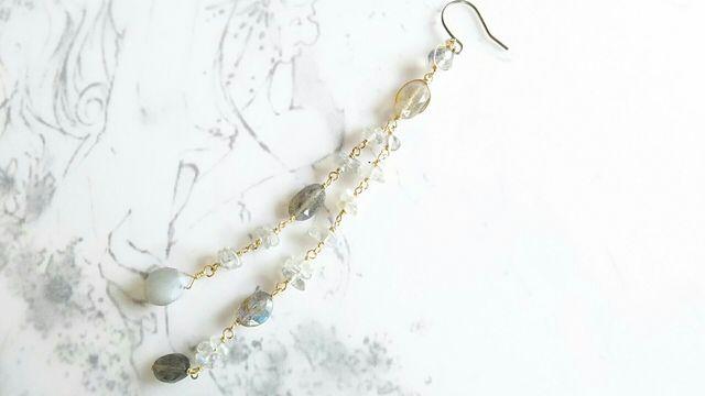 14kgf*ラブラドライトの片耳ロングピアス* 18069 < 女性アクセサリー/時計 14kgf*ラブラドライトの片耳ロングピアス* 18069 < 女性アクセサリー/時計の