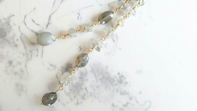 14kgf*ラブラドライトの片耳ロングピアス* 18069 < 女性アクセサリー/時計 14kgf*ラブラドライトの片耳ロングピアス* 18069 < 女性アクセサリー/時計の