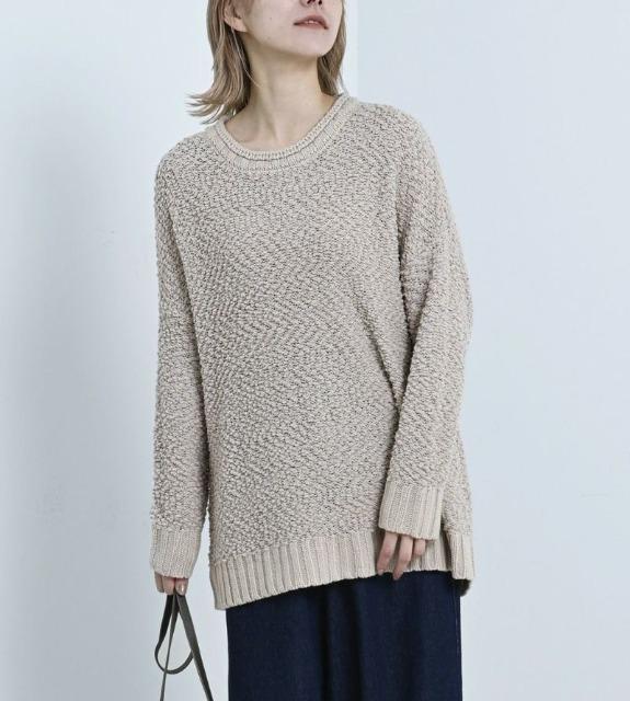 …Lupilien…ポップコーン ヤーン クルーネックチュニック 新品 ベージュ < 女性ファッション …Lupilien…ポップコーン ヤーン クルーネックチュニック 新品 ベージュ < 女性ファッションの