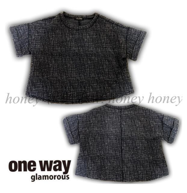 one wayワンウェイ●クロップドTシャツ●黒ブラック●ツイード風 < ブランド  one wayワンウェイ●クロップドTシャツ●黒ブラック●ツイード風  < ブランドの
