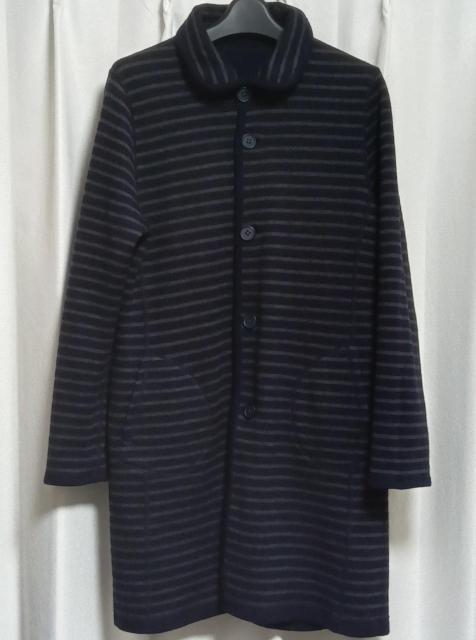 McGREGOR ニット ボーダー リバーシブル ステンカラーコート Lサイズ 濃紺色 マクレガー マックレガー レディース 古着 < ブランド McGREGOR ニット ボーダー リバーシブル ステンカラーコート Lサイズ 濃紺色 マクレガー マックレガー レディース 古着 < ブランドの