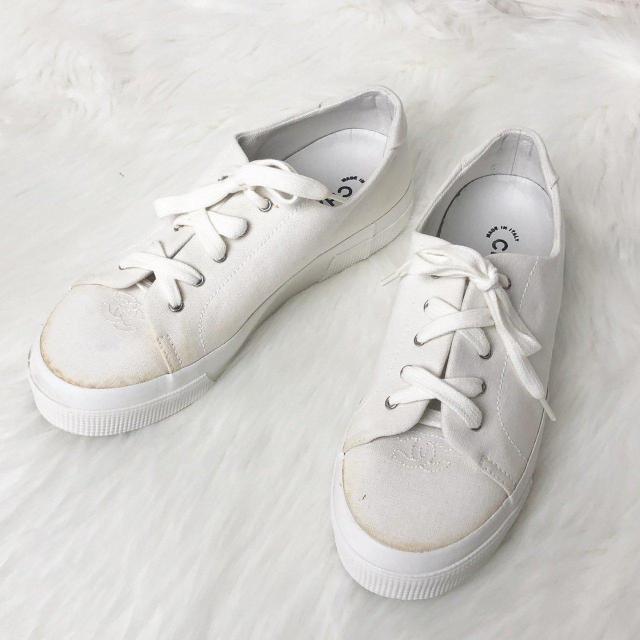CHANEL シャネル キャンバス スニーカー シューズ ココマーク 38 < ブランド CHANEL シャネル キャンバス スニーカー シューズ ココマーク 38 < ブランドの