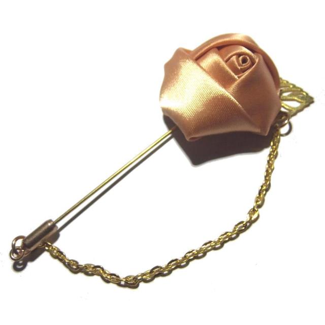送料無料 バラ 薔薇 チェーン付き ラペルピン コサージュ 茶色 ローズ < 男性アクセサリー/時計  送料無料 バラ 薔薇 チェーン付き ラペルピン コサージュ 茶色 ローズ < 男性アクセサリー/時計の