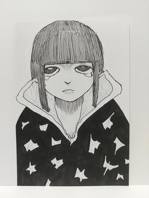 オリジナルイラスト 手描きイラスト 人 ハンドメイド 絵 モノクロ 白黒 アート 自作 アナログ 原画 illustration < アニメ/コミック/キャラクター  オリジナルイラスト 手描きイラスト 人 ハンドメイド 絵 モノクロ 白黒 アート 自作 アナログ 原画 illustration  < アニメ/コミック/キャラクターの