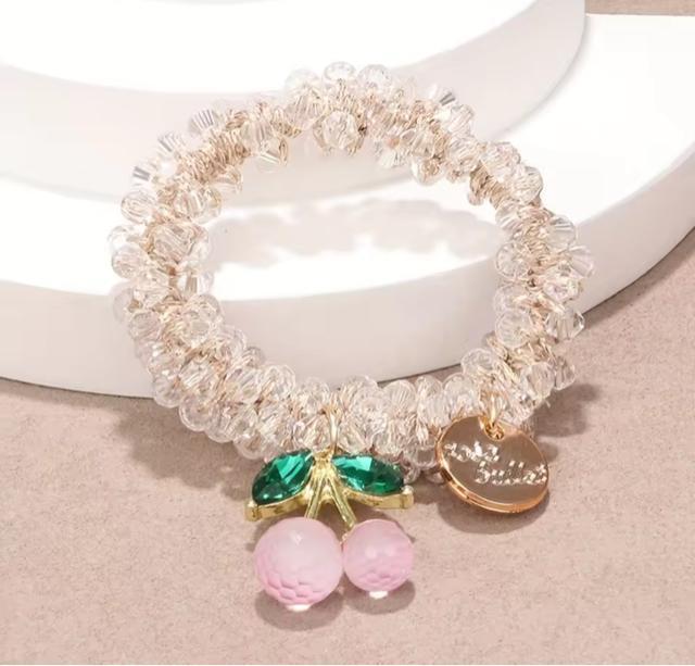 さくらんぼ ヘアゴム ストーン チェリー チャーム シュシュ【Lills19】 < 女性ファッション  さくらんぼ ヘアゴム ストーン チェリー チャーム シュシュ【Lills19】 < 女性ファッションの