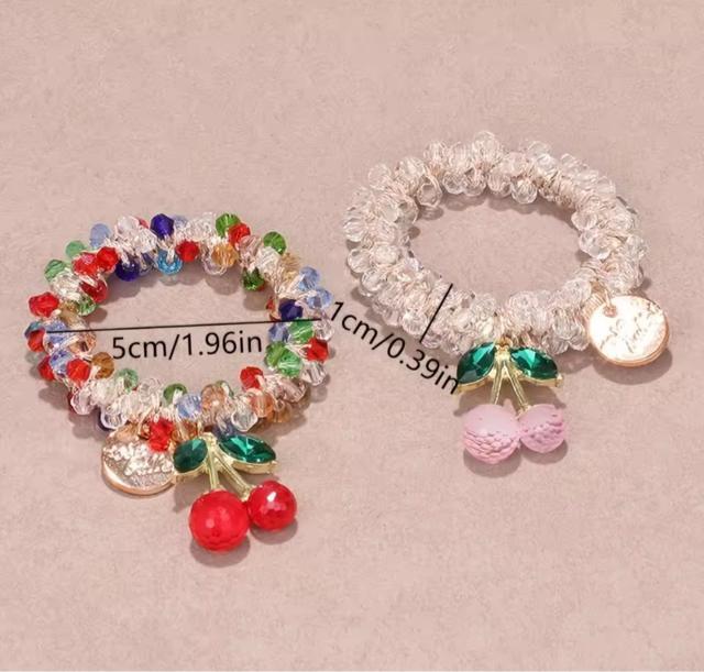 さくらんぼ ヘアゴム ストーン チェリー チャーム シュシュ【Lills19】 < 女性ファッション  さくらんぼ ヘアゴム ストーン チェリー チャーム シュシュ【Lills19】 < 女性ファッションの