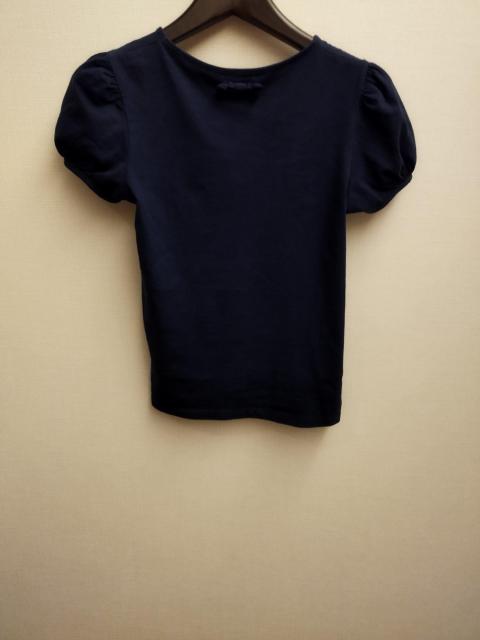 gu 紺 ネイビー リボンパンプス柄 パフスリーブ Tシャツ レディース XS < キッズ/ベビー  gu 紺 ネイビー リボンパンプス柄 パフスリーブ Tシャツ レディース XS < キッズ/ベビーの