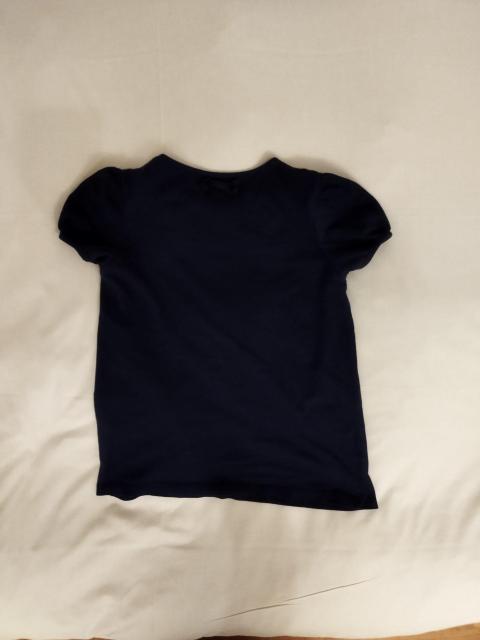 gu 紺 ネイビー リボンパンプス柄 パフスリーブ Tシャツ レディース XS < キッズ/ベビー  gu 紺 ネイビー リボンパンプス柄 パフスリーブ Tシャツ レディース XS < キッズ/ベビーの