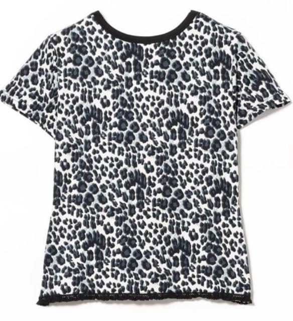 レディース レオパード プリント レース ヘム Tシャツ < 女性ファッション  レディース レオパード プリント レース ヘム Tシャツ < 女性ファッションの