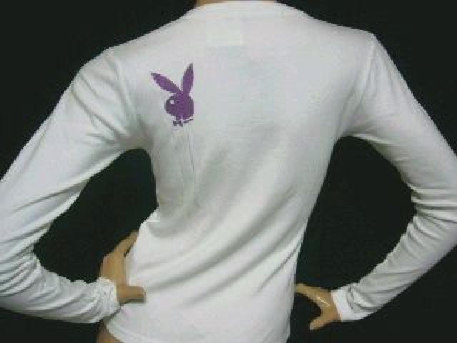 【PLAYBOY/プレイボーイ】ラインストーン付フロント&バックラメロゴ ロンT < ブランド 【PLAYBOY/プレイボーイ】ラインストーン付フロント&バックラメロゴ ロンT < ブランドの