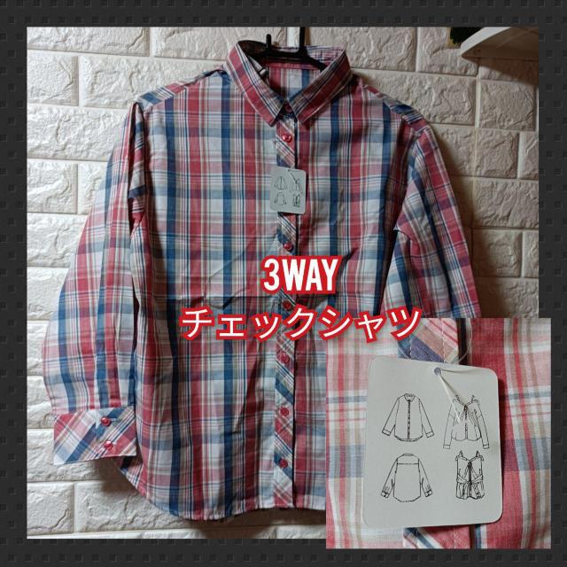 新品★キャミとして着れる3wayチェック柄シャツ/レッド < 女性ファッション  新品★キャミとして着れる3wayチェック柄シャツ/レッド  < 女性ファッションの