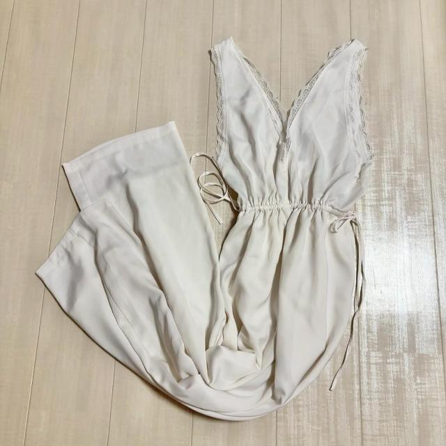 ◆w closet/ダブルクローゼット◆レースオールインワン★ホワイトF*サテン生地*海外リゾートコーデ♪ < ブランド ◆w closet/ダブルクローゼット◆レースオールインワン★ホワイトF*サテン生地*海外リゾートコーデ♪ < ブランドの