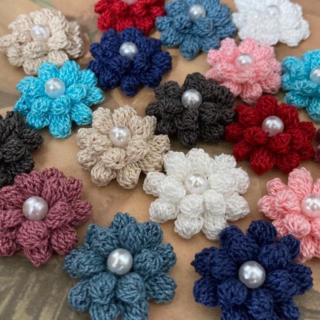 ハンドメイド♪レース編み かぎ針編み お花モチーフ2個セット < 女性ファッション  ハンドメイド♪レース編み かぎ針編み お花モチーフ2個セット < 女性ファッションの